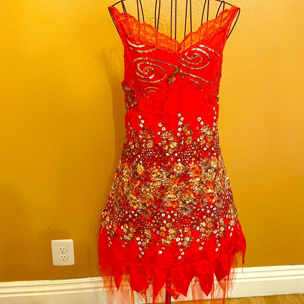 NWT! Sparkling Unique Red Fantasy Dress